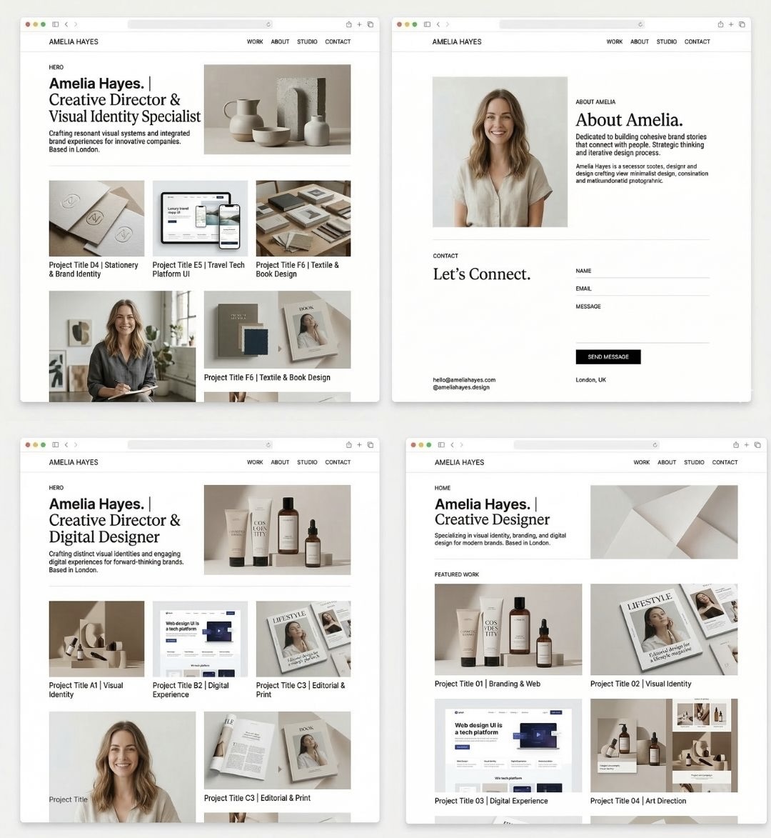 Minimal Tasarımcı Portfolyosu örnek görseli